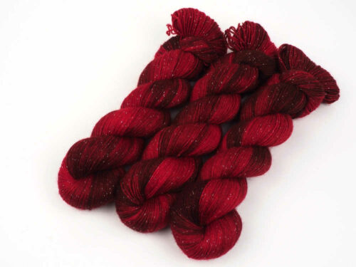 BlutMond handgefärbt Sockenwolle Silbereffekt handdyed sock yarn
