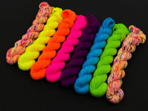 NeonRainbow mini set Luxus HighTwist handgefärbt handdyed sock yarn neon