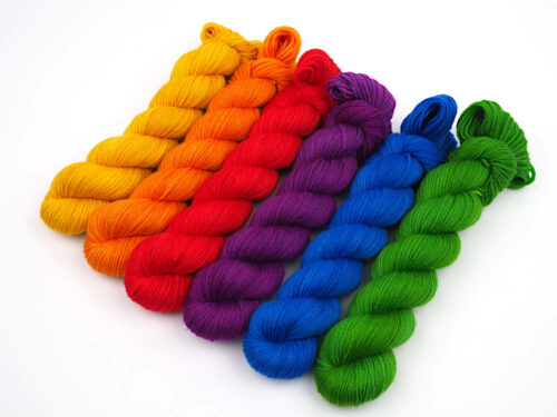 Midi Set Rainbow Pride handgefärbte Wolle Luxus Hightwist hand dyed yarn sock