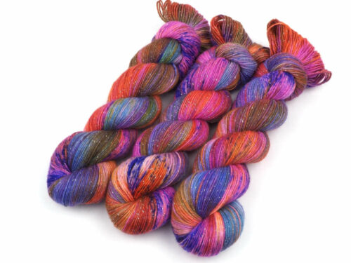 SweetLittlePrincess handgefärbte Wolle Silbereffekt Glitzer Sockenwolle hand dyed yarn sock