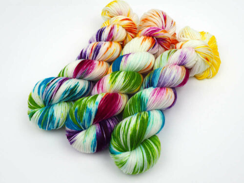 SplashedRainbow Luxus HighTwist handgefärbt handdyed sock yarn